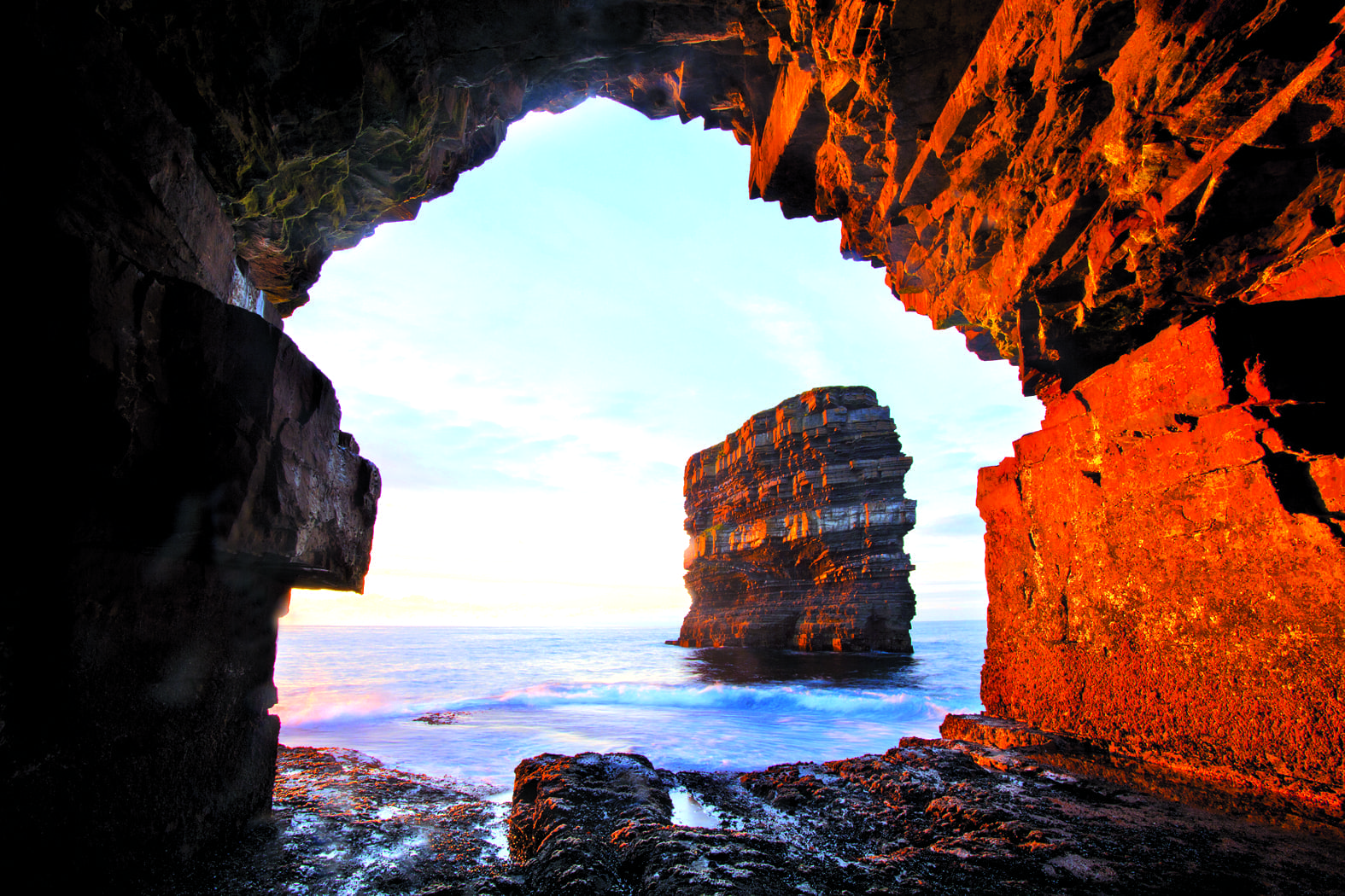 Dún Briste from Downpatrick Head sea cave, County Mayo, Ireland.