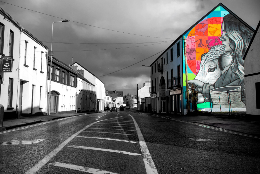 #PureBallina The Táin Wall,Teeling Street. Created by street artist Friz as part of Ballina Fringe Festival 2019. © Shutter Fever Photography