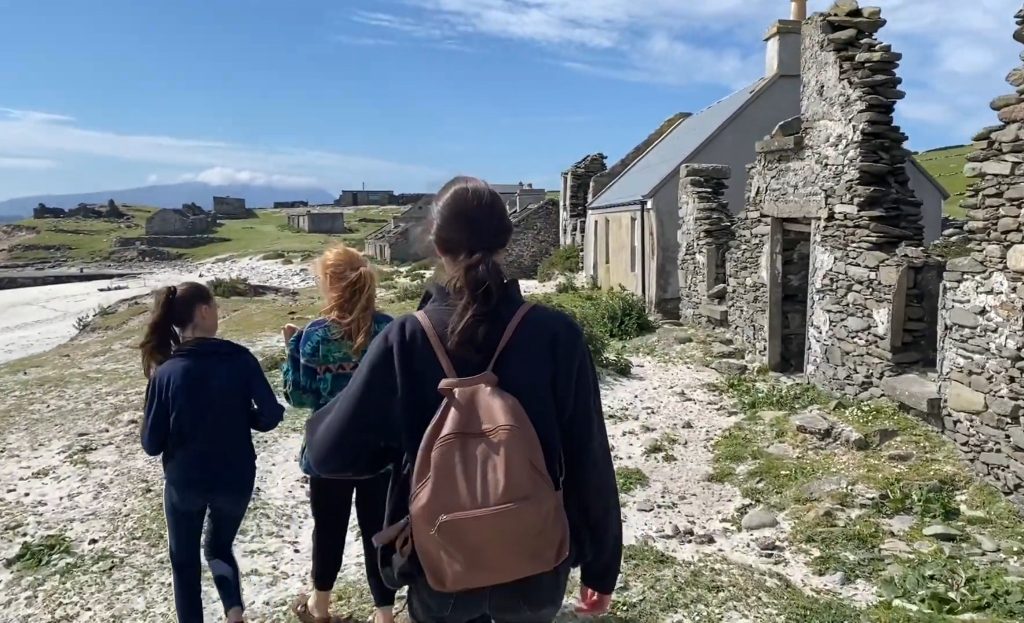 Belmullet Boat Tours visitors explore the deserted villages of the Inishkea Islands